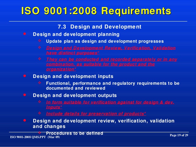 Qms Iso 9001 2008 Requirements